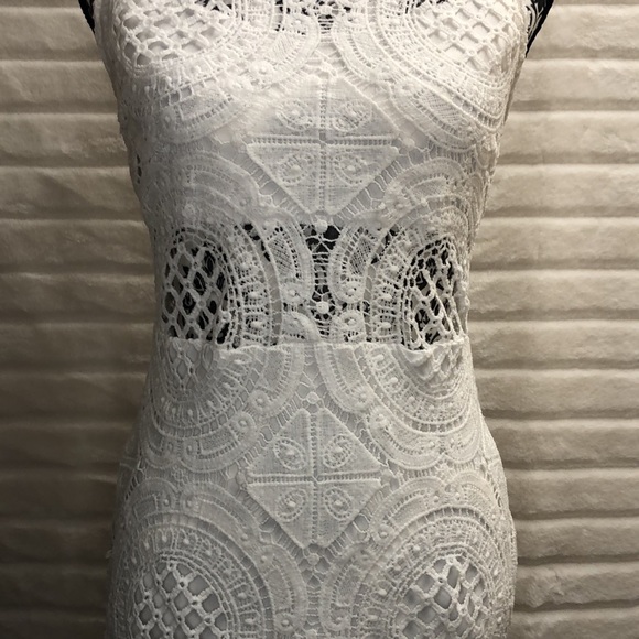 Nazz Couture white crochet turtleneck sleeveless dress. Size S. Minor flaws. - Picture 7 of 16